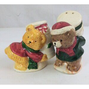 Vintage Seasons Collection Teddy Bears Christmas 3.5" Salt & Pepper Shakers